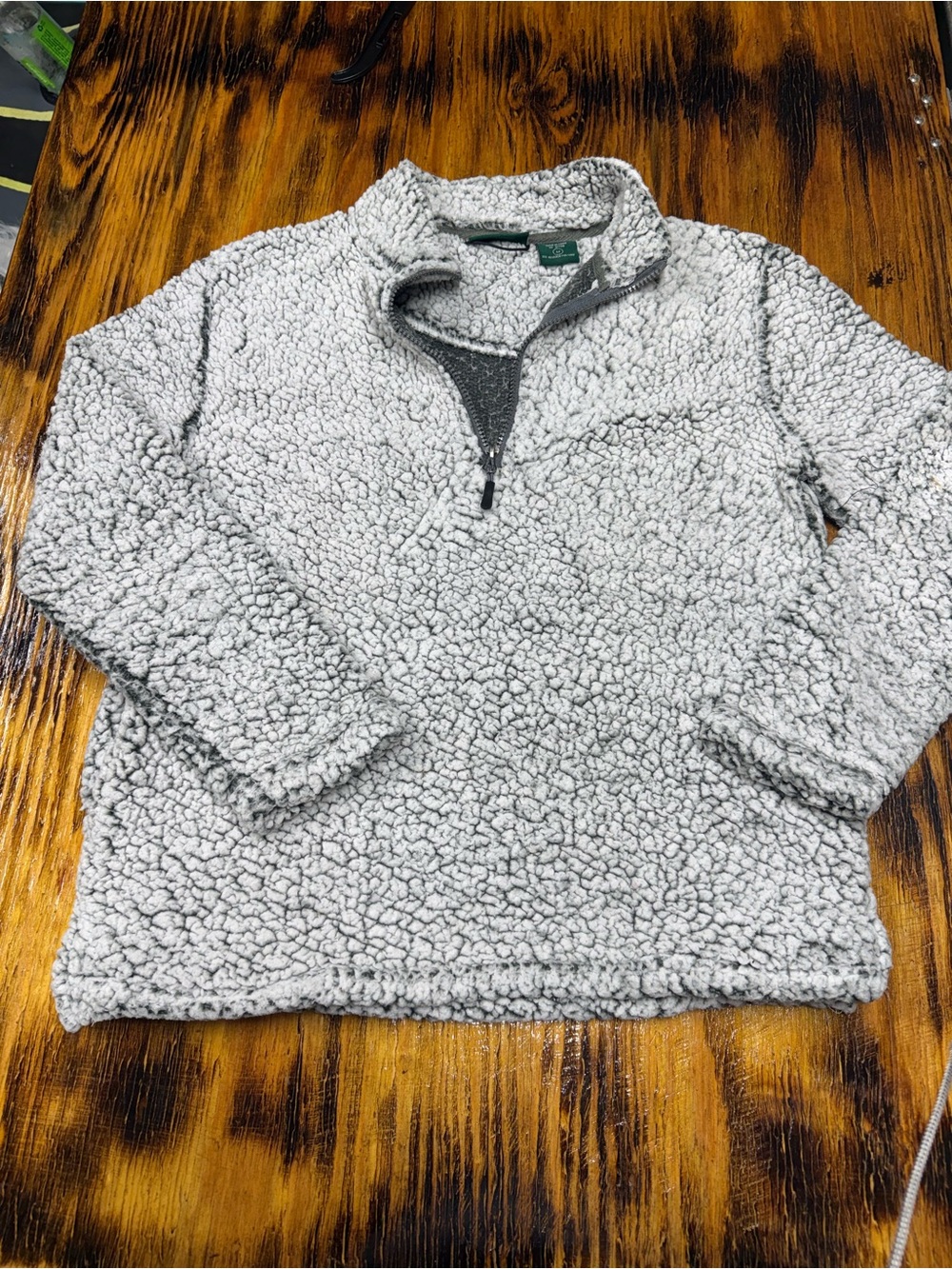 Women's Cozy Sherpa Quarter-Zip Pullover Sweater - Light Gray
